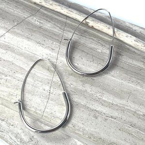 NEW~ Anthropologie Silver Oblong Wire Hoop Earrings